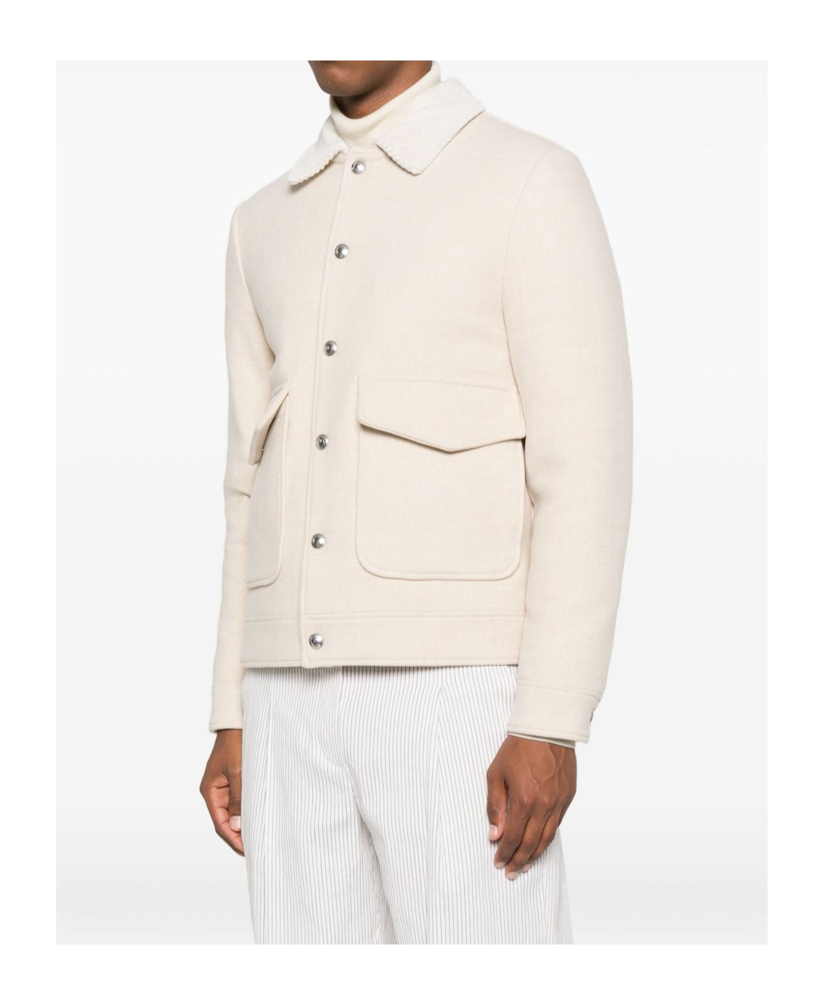 Eleventy Corduroy Collar Button Casual Jacket In Neutral