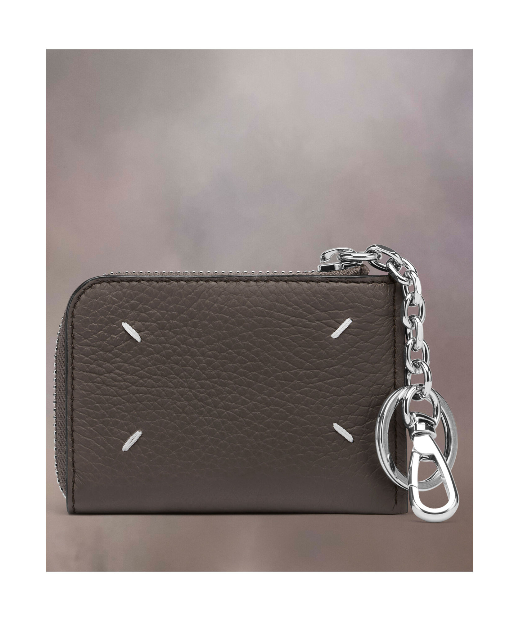 Maison Margiela Four-stitch Leather Keyring In Black