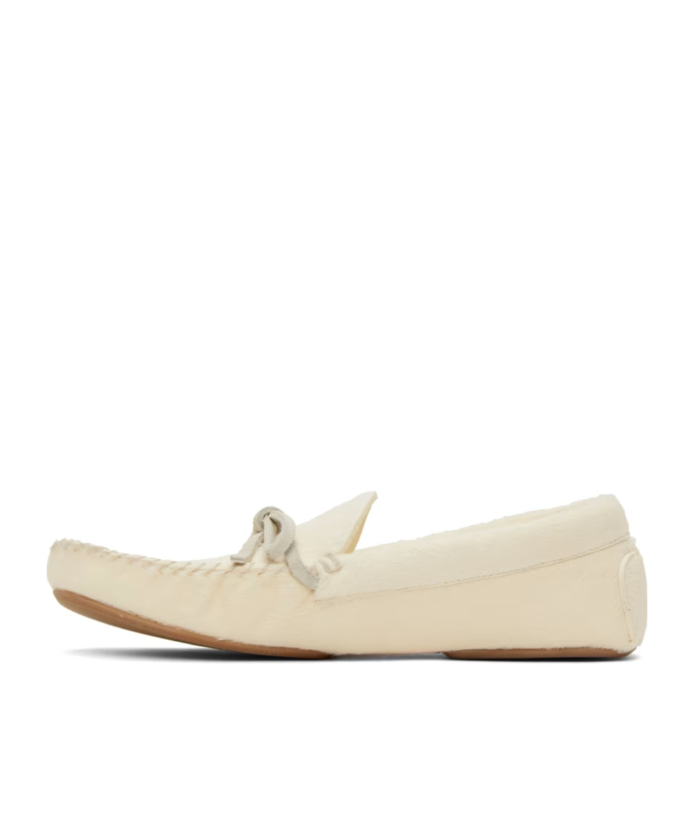 Shop The Row Lace Bow Loafers In Nude