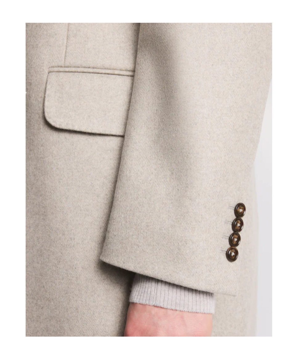 Fay Structured Light Beige Cashmere Coat With Notch Lapels And Flap Pockets In Gray
