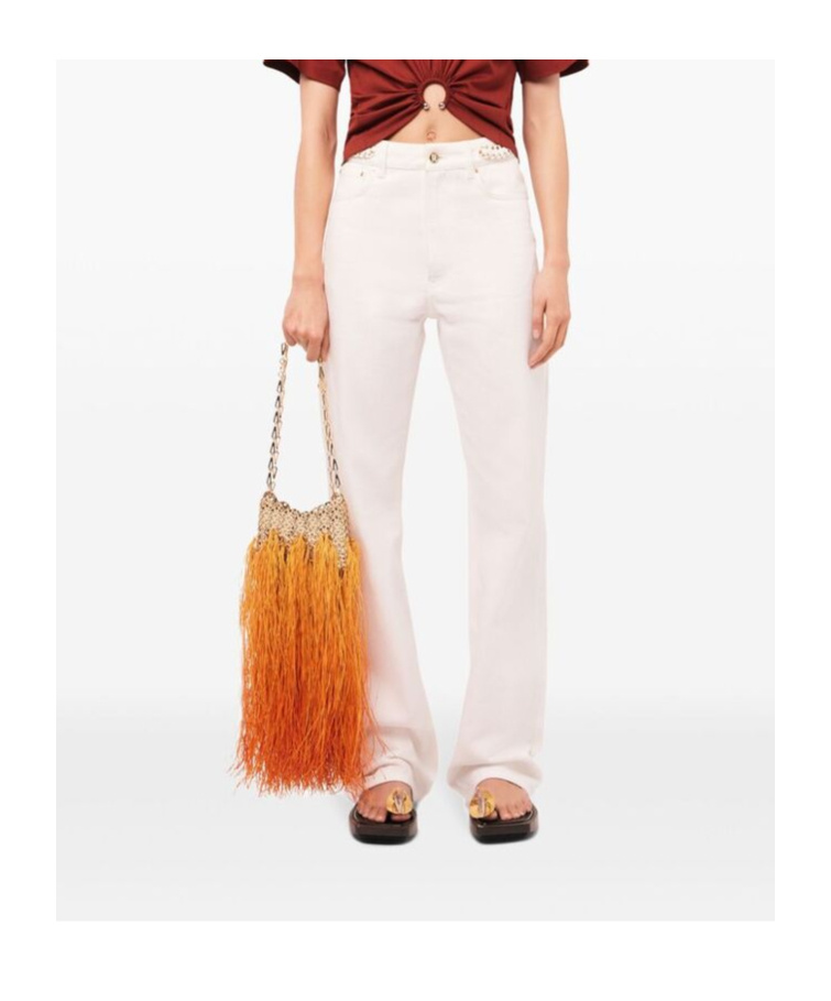 Rabanne Paillette-embellished Flared Jeans In White