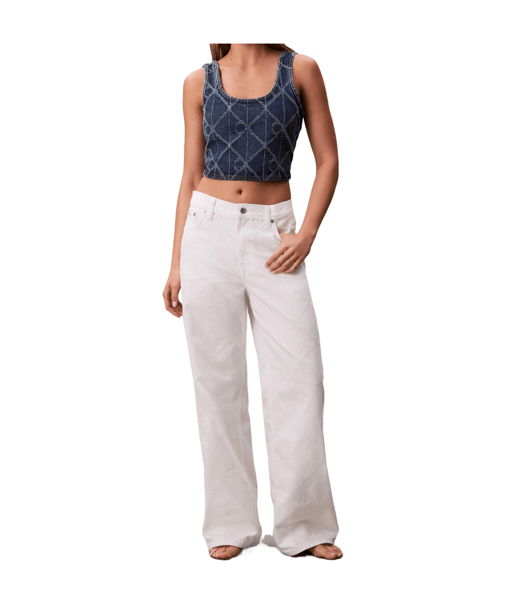 Calvin Klein Women's Baggy Jeans White In White