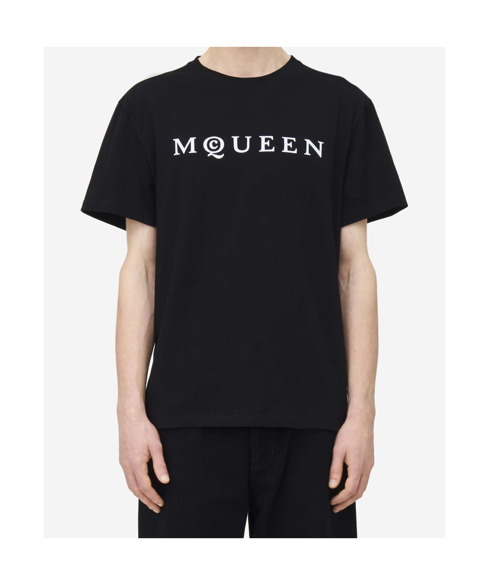 Alexander Mcqueen Logo Print Crewneck T-shirt In Black