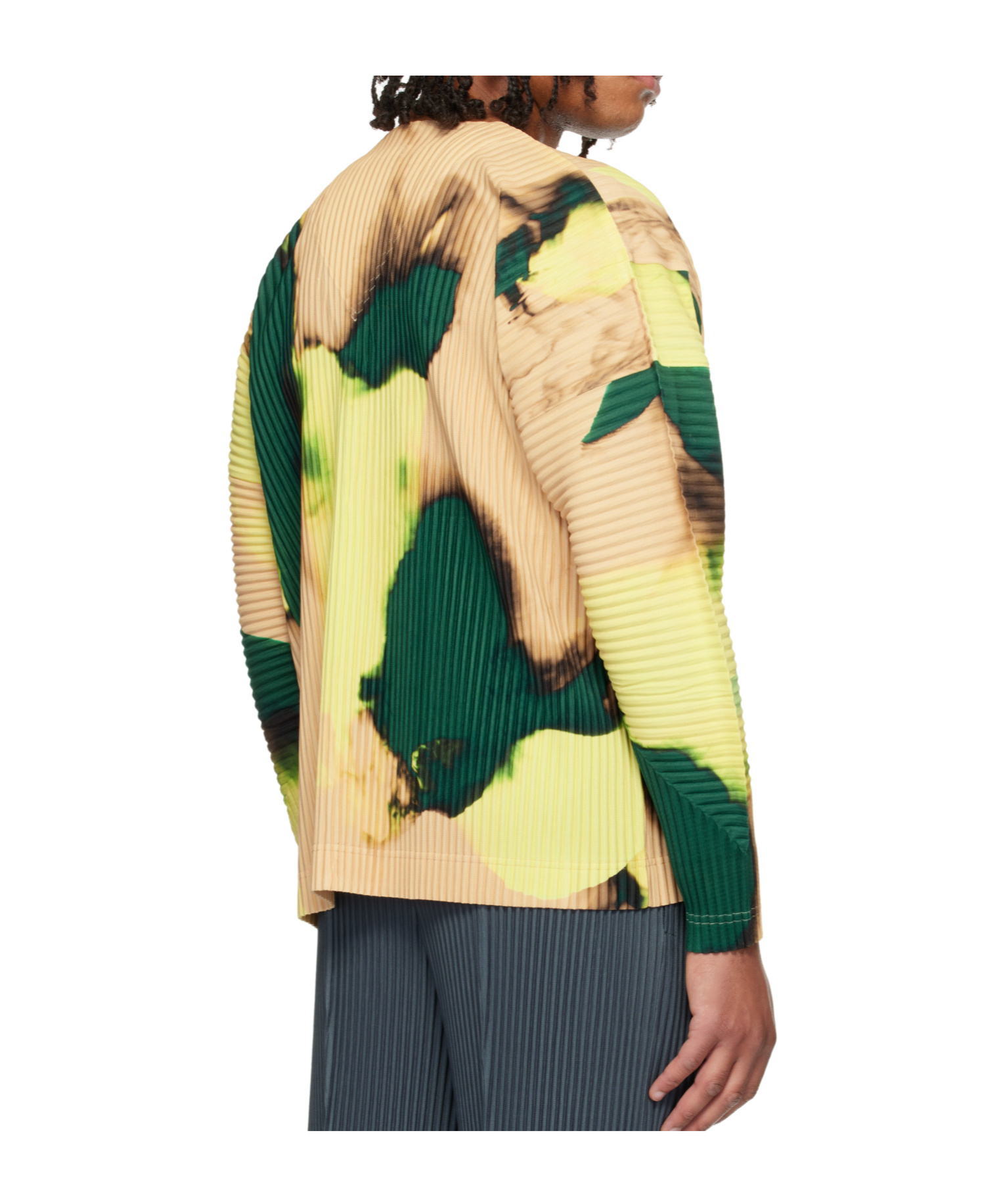 Issey Miyake Pleated Polyester Knitted Cardigan In Multi
