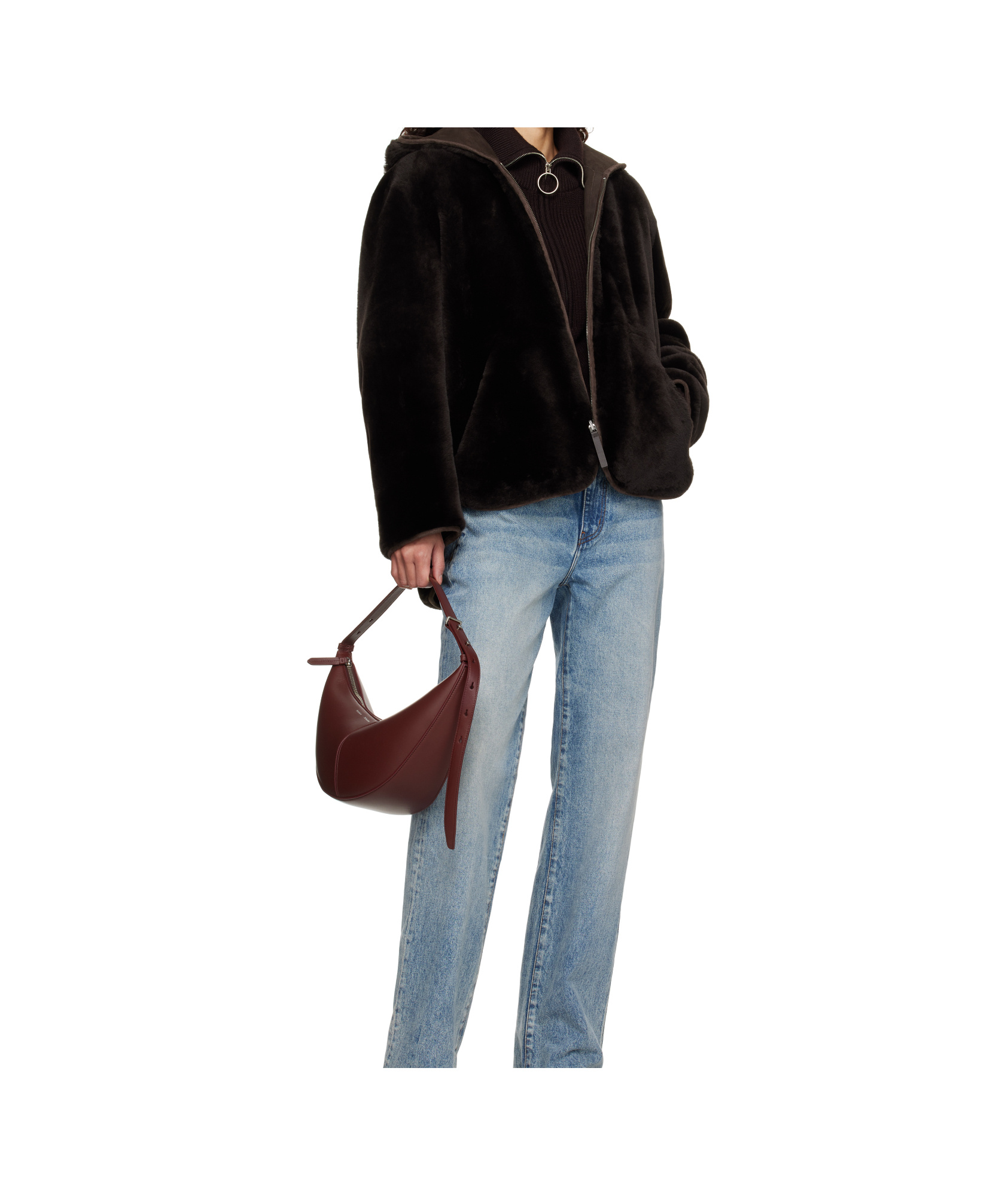Shop Proenza Schouler Brown White Label Dakota Reversible Shearling Jacket In Black
