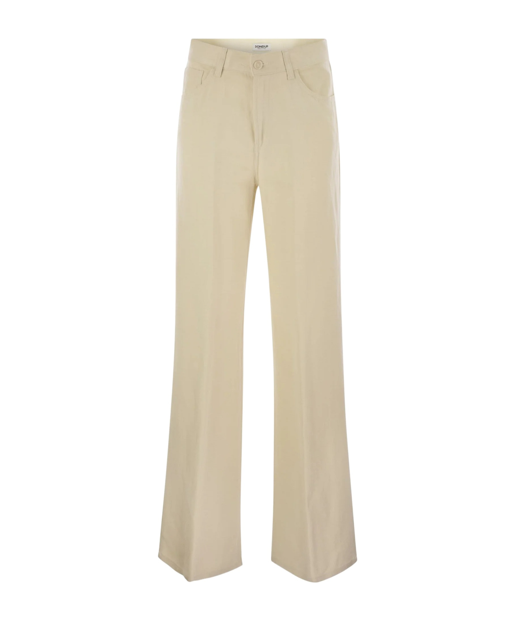 Dondup Amber Five Pocket Wide Leg Trousers In Neutral