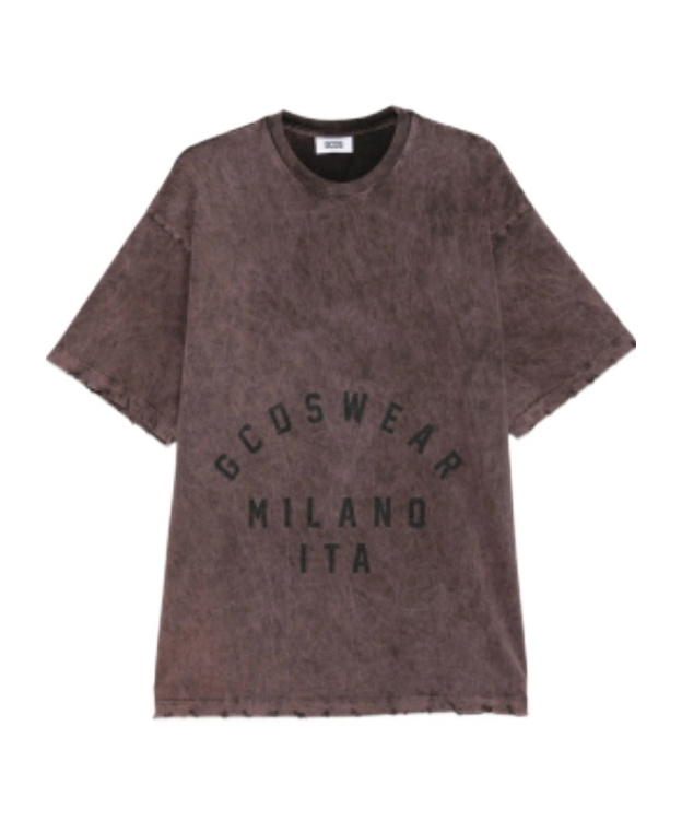 Gcds Distressed-effect Graphic-print T-shirt In Brown