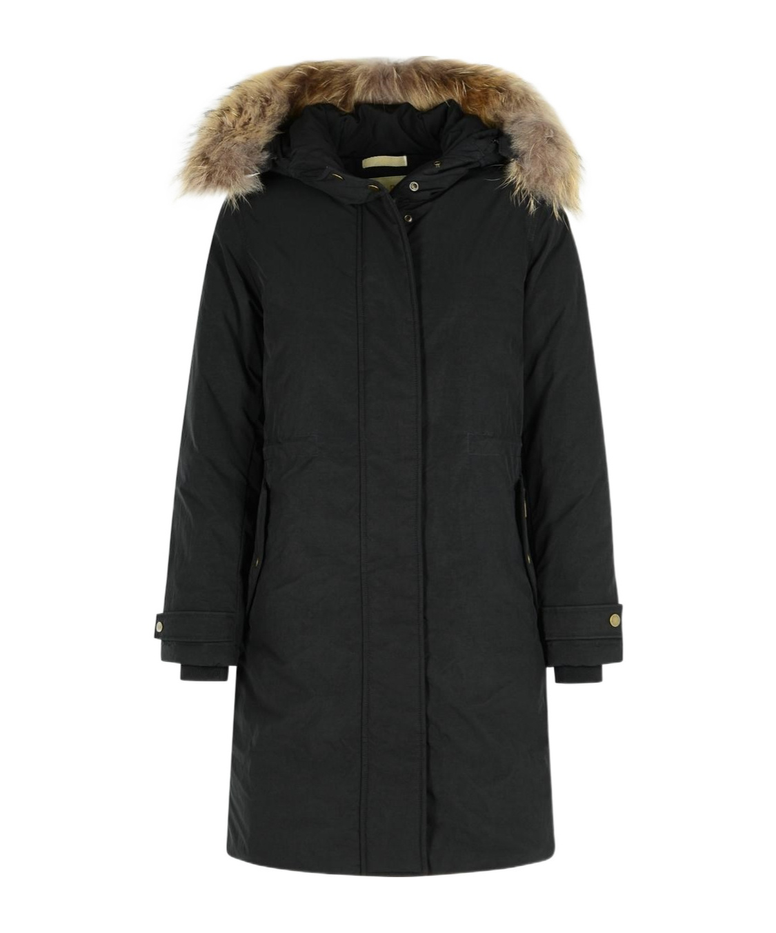 Woolrich Long Sleeved Hooded Coat In Black