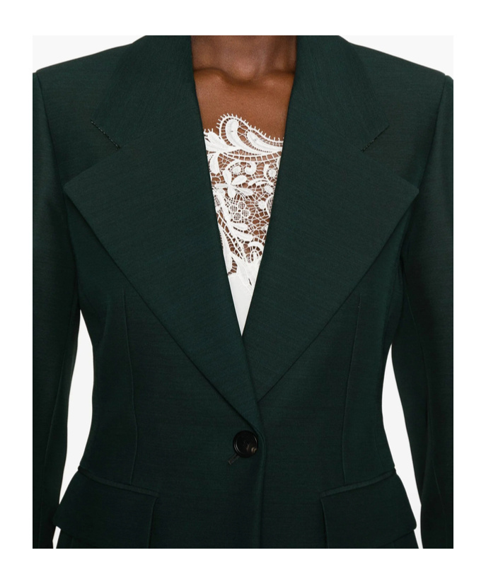 Ferragamo Long-sleeved Suit Jacket In Green