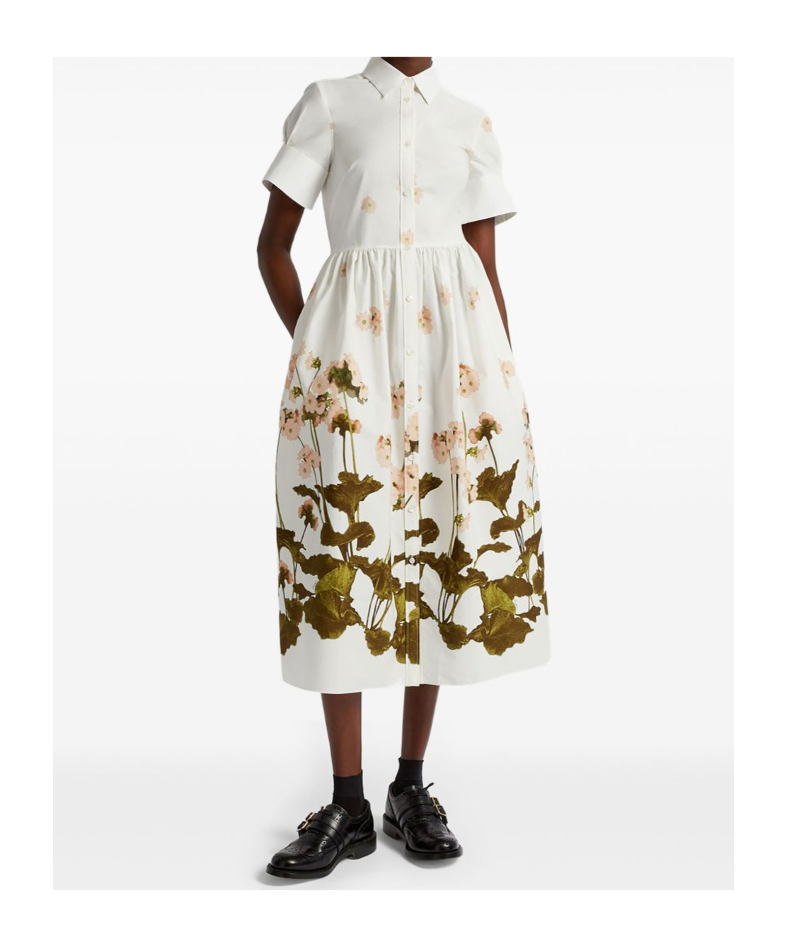 Shop Erdem Short Sleeve Dress In White