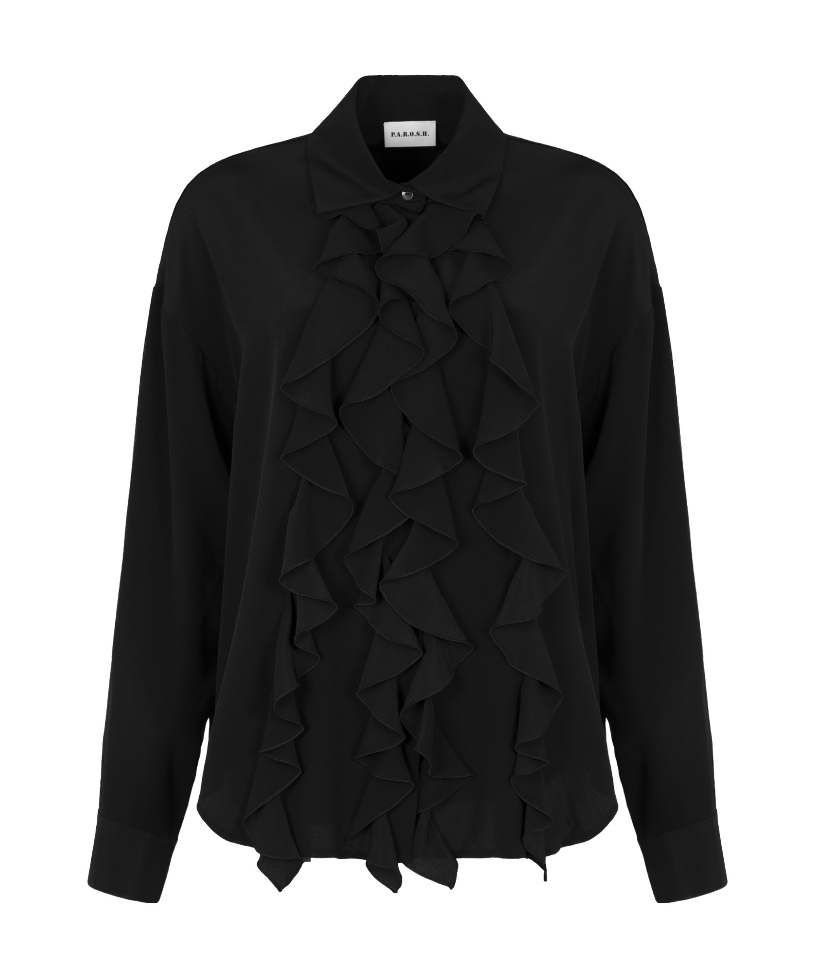 P.a.r.o.s.h Sewash Ruffled Silk Blouse In Black