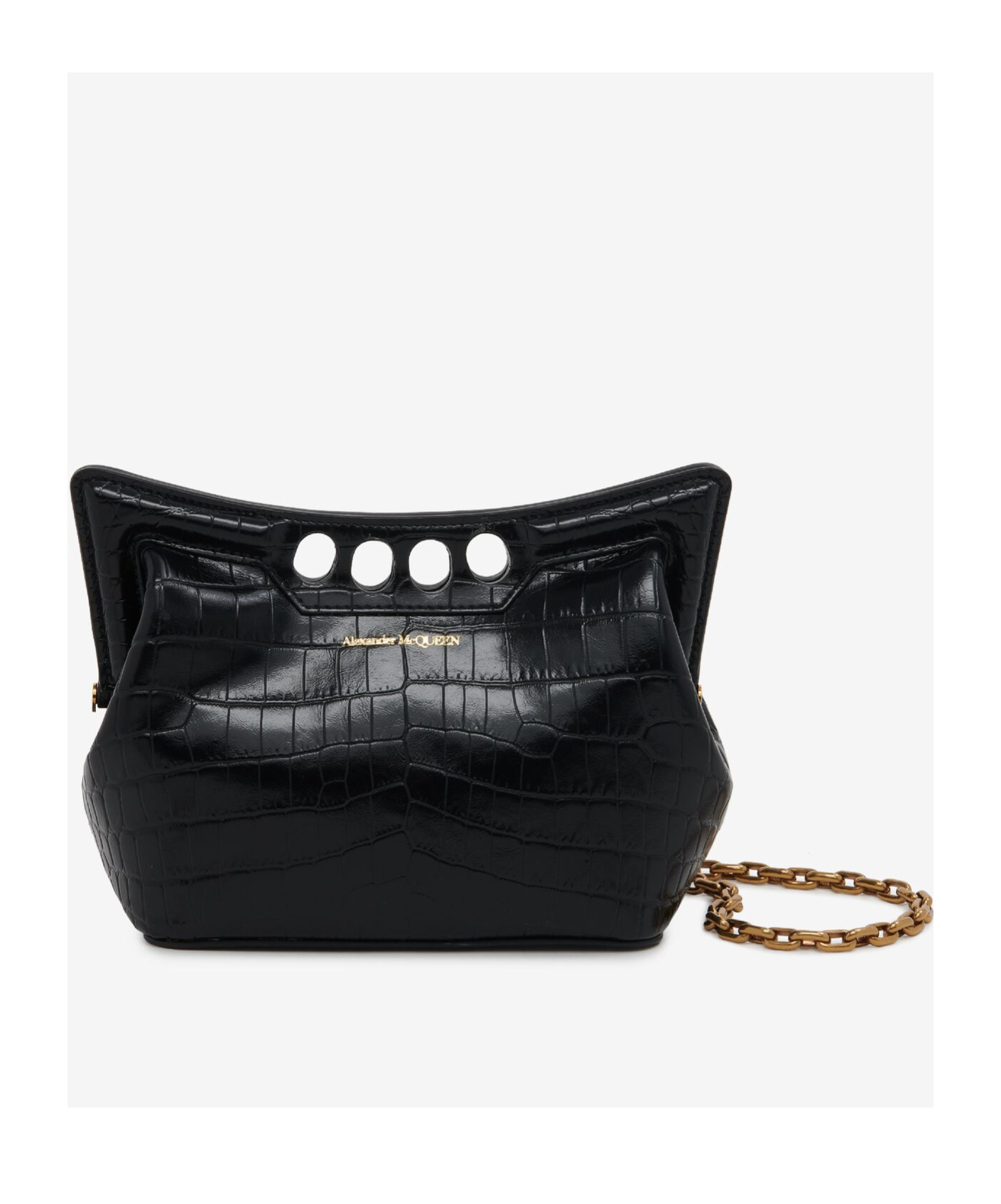 Alexander Mcqueen The Peak Cutout Leather Shoulder Bag In Black