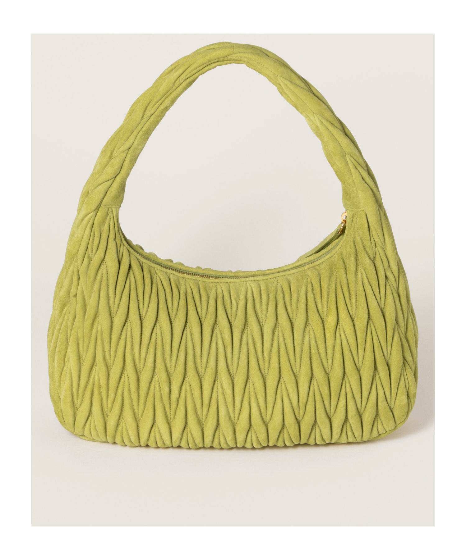 Miu Miu Wander Matelassé Suede Bag In Green