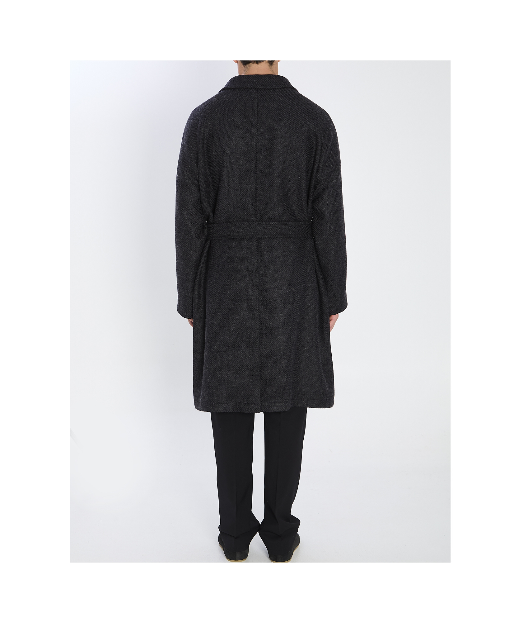 Tagliatore Midi Coat With Raglan Sleeves And Belt In Black