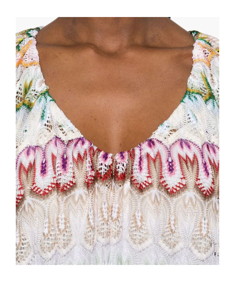 Missoni Kurzes Kleid Mit V-ausschnitt Aus Spitze In White