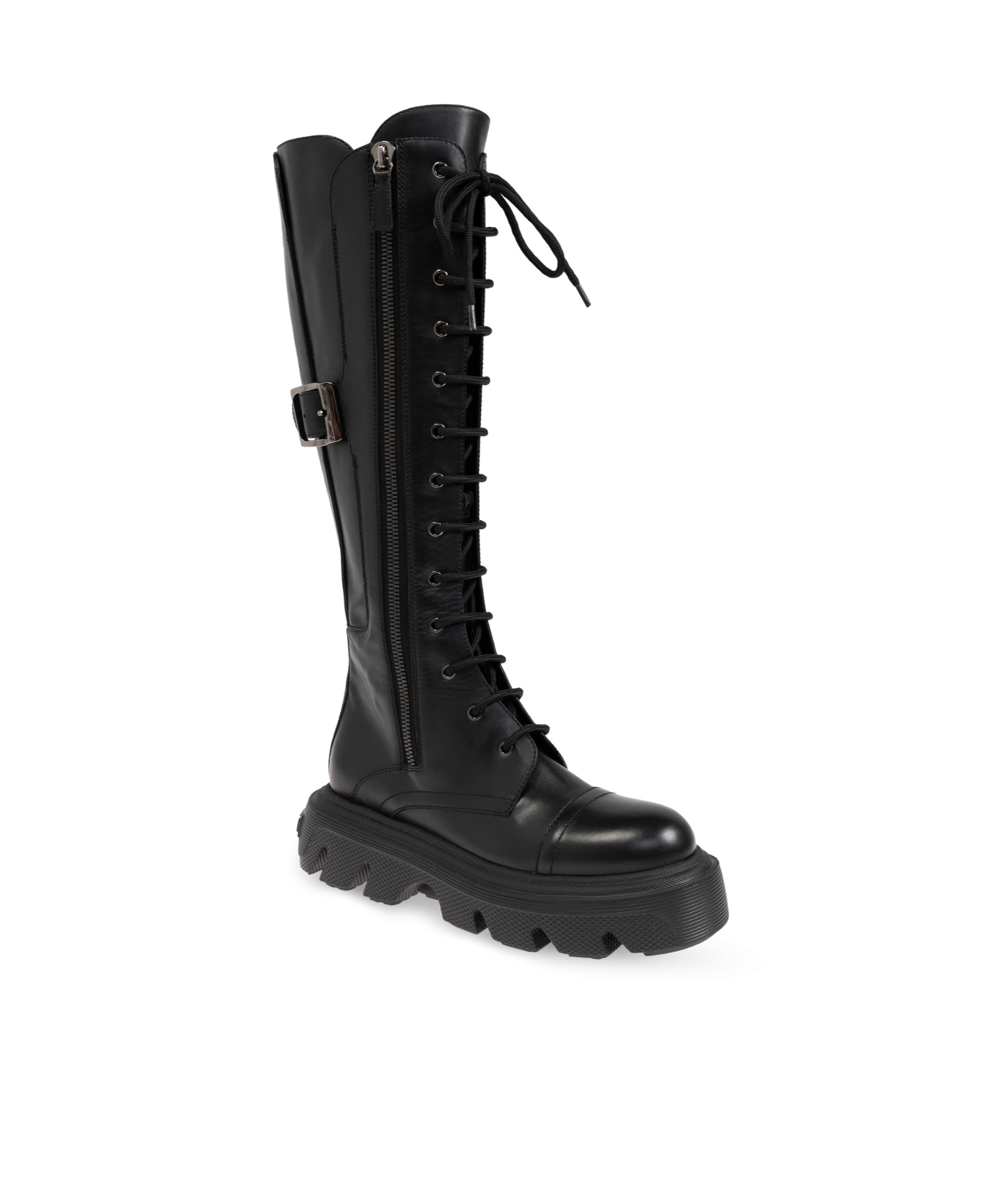 Casadei Lace-up Leather Boots In Black