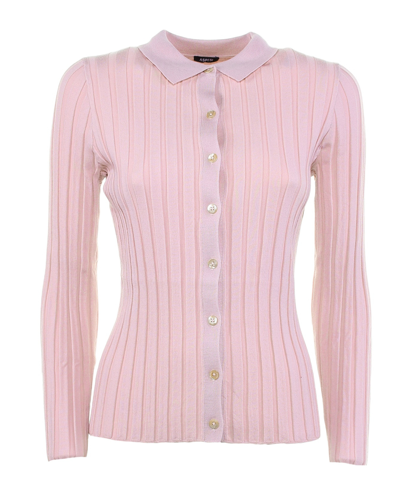 Aspesi Long Sleeve Button Cardigan In Pink