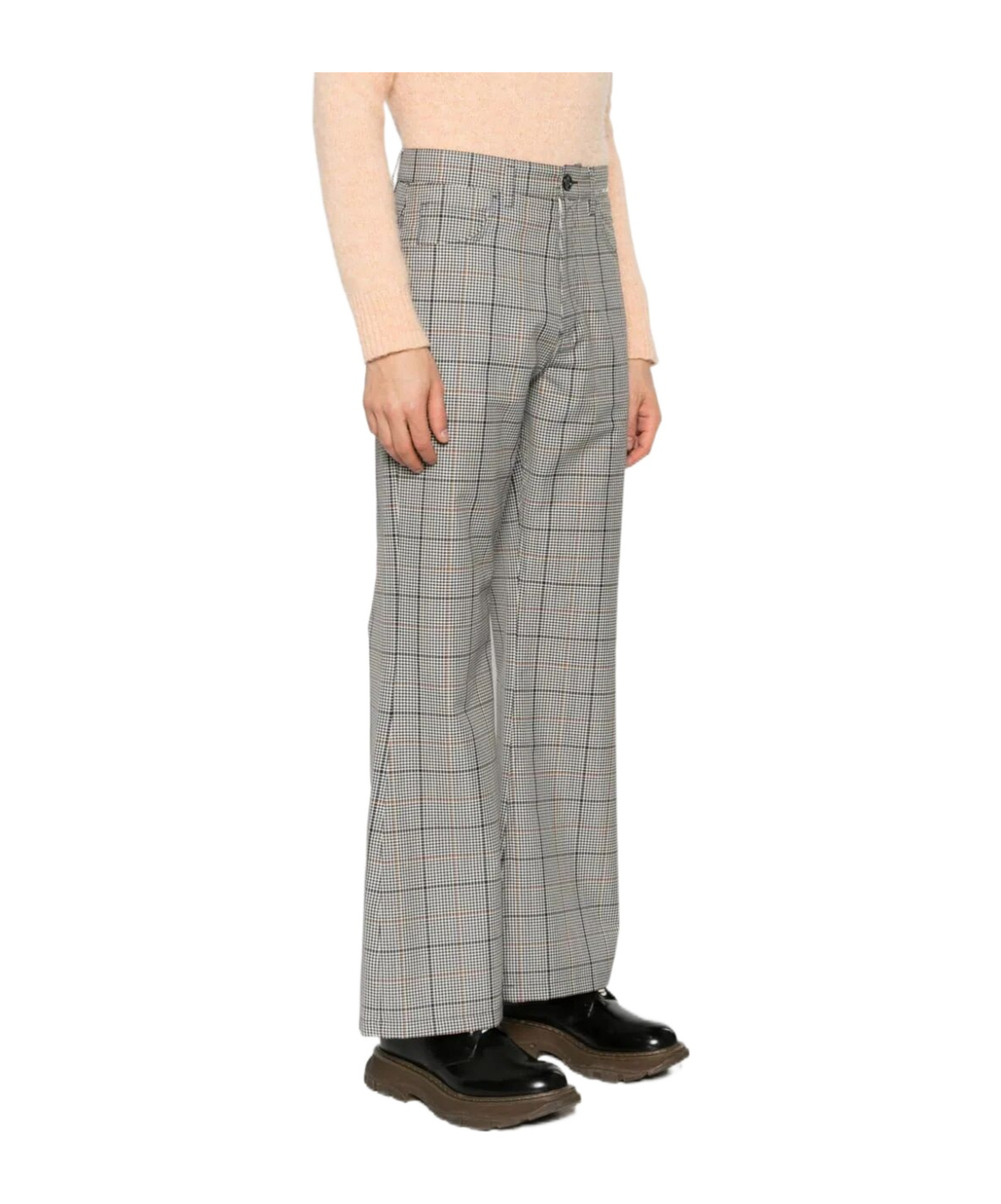 MARNI GINGHAM-CHECK FLARED TROUSERS