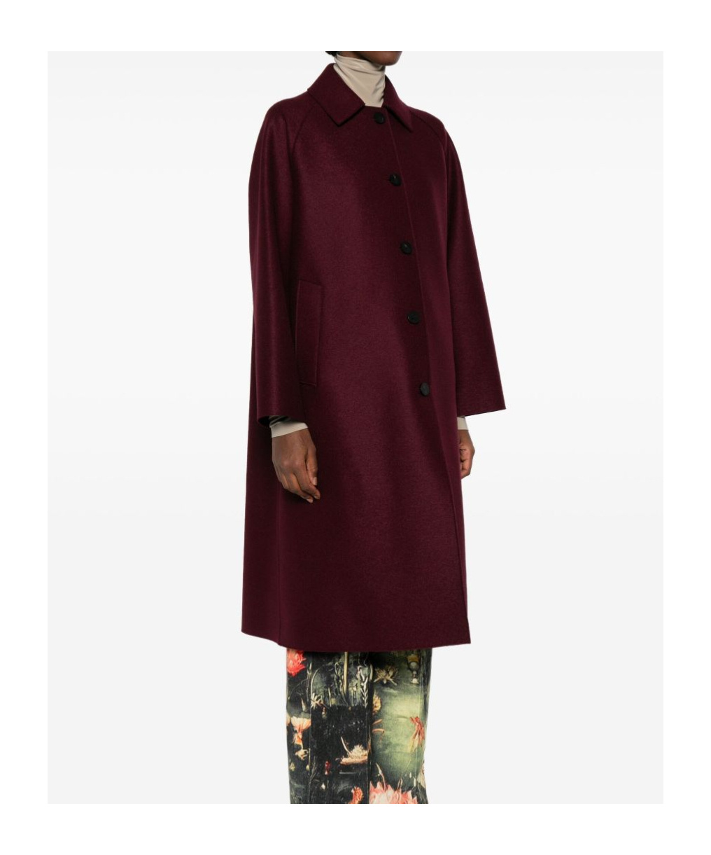 Harris Wharf London Wool Single-breasted Coat In Burgundy