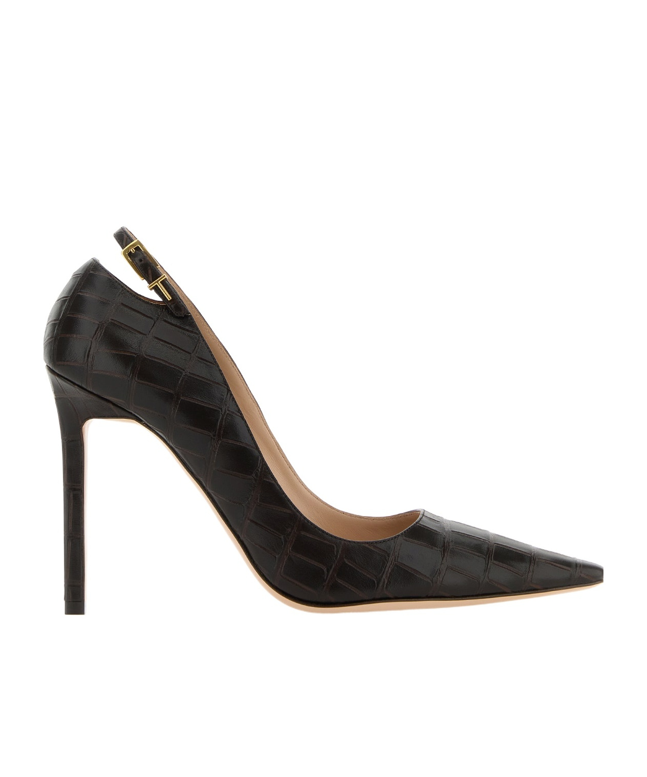 Tom Ford 105mm Angelina Croc Embossed Pumps In Black