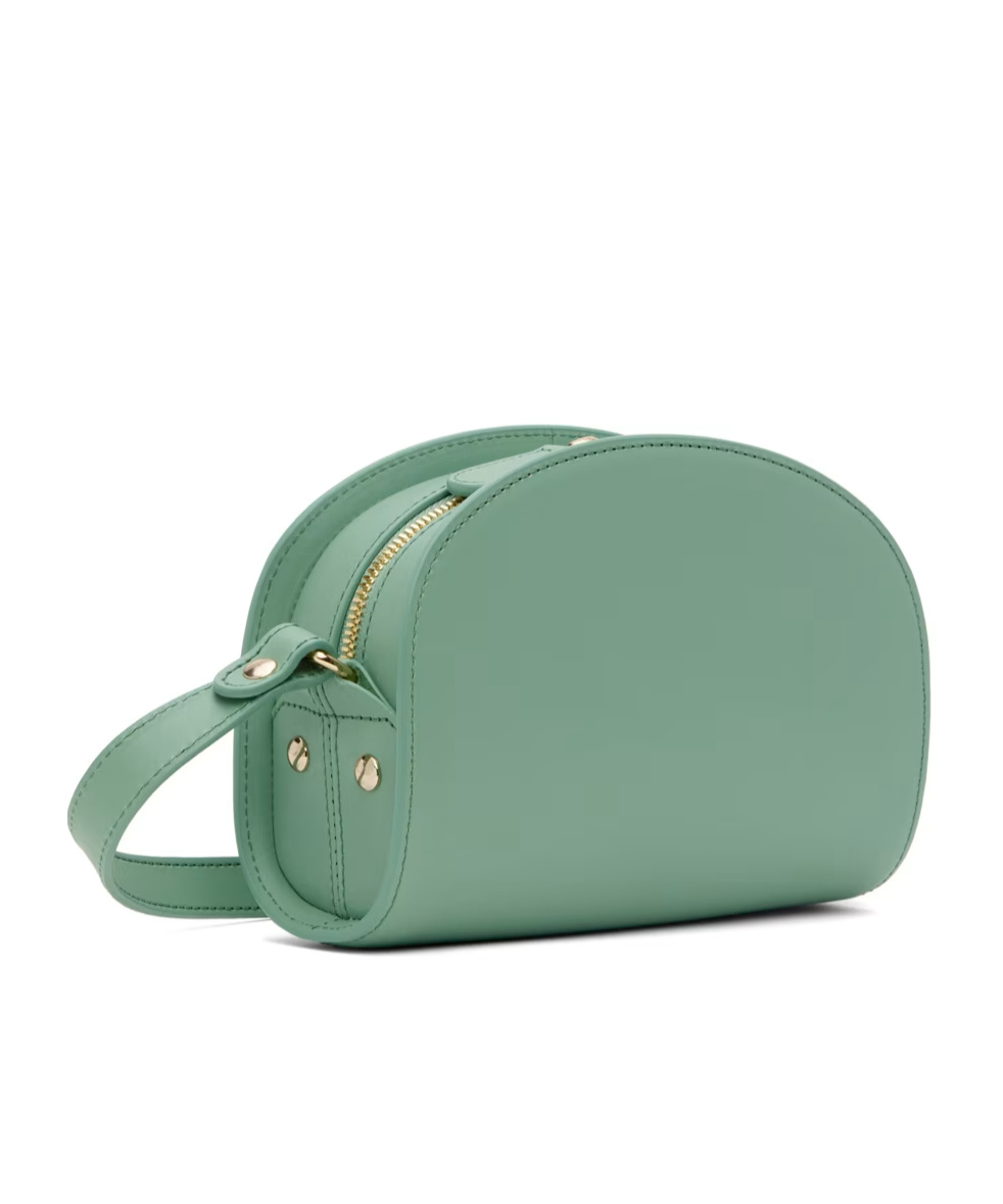 Apc Demi-lune Leather Shoulder Bag In Green