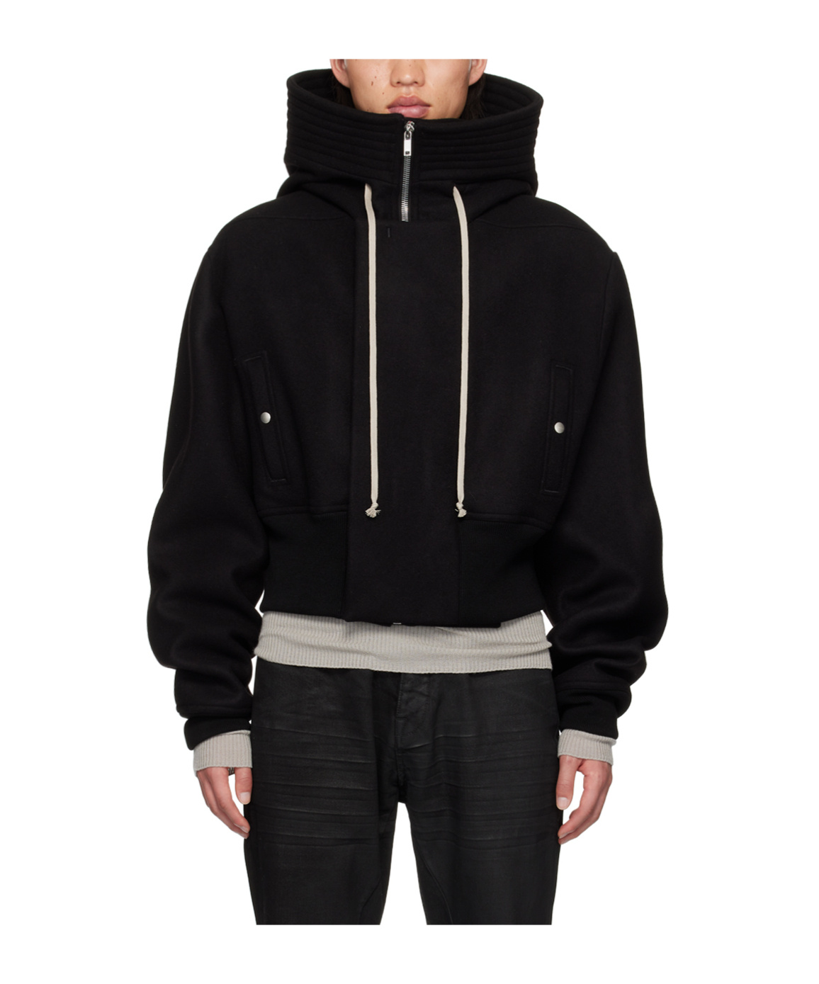 Rick Owens Black Porterville Cropped Alice Bomber Jacket In Black