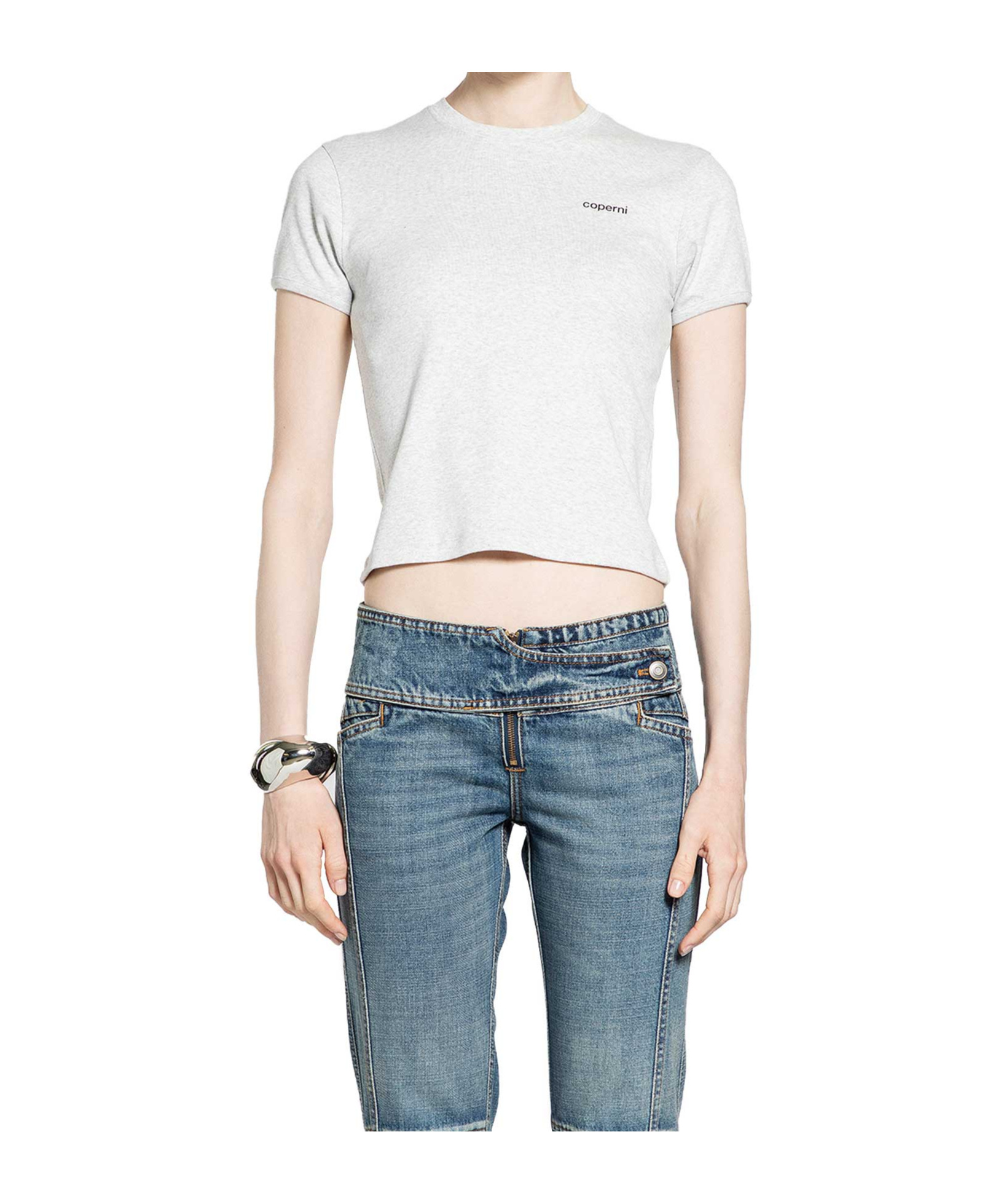 Coperni Round-neck Logo T-shirt In Gray