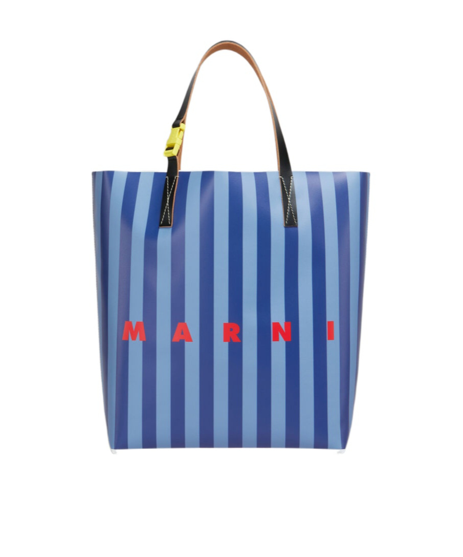 Marni Striped Tribeca Tote Bag In Blue