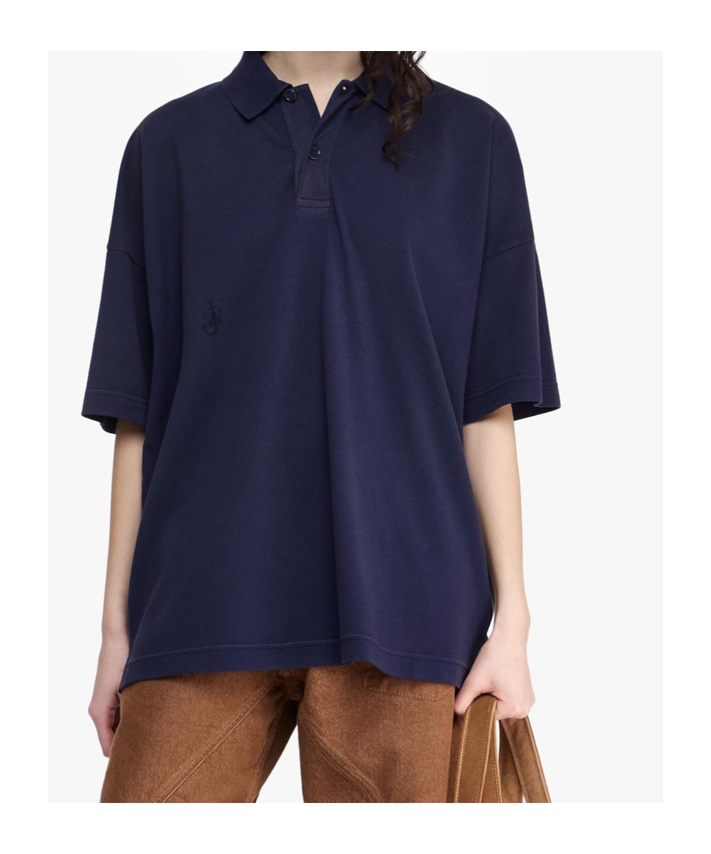 Shop Jw Anderson Anchor-print Polo Shirt In Black