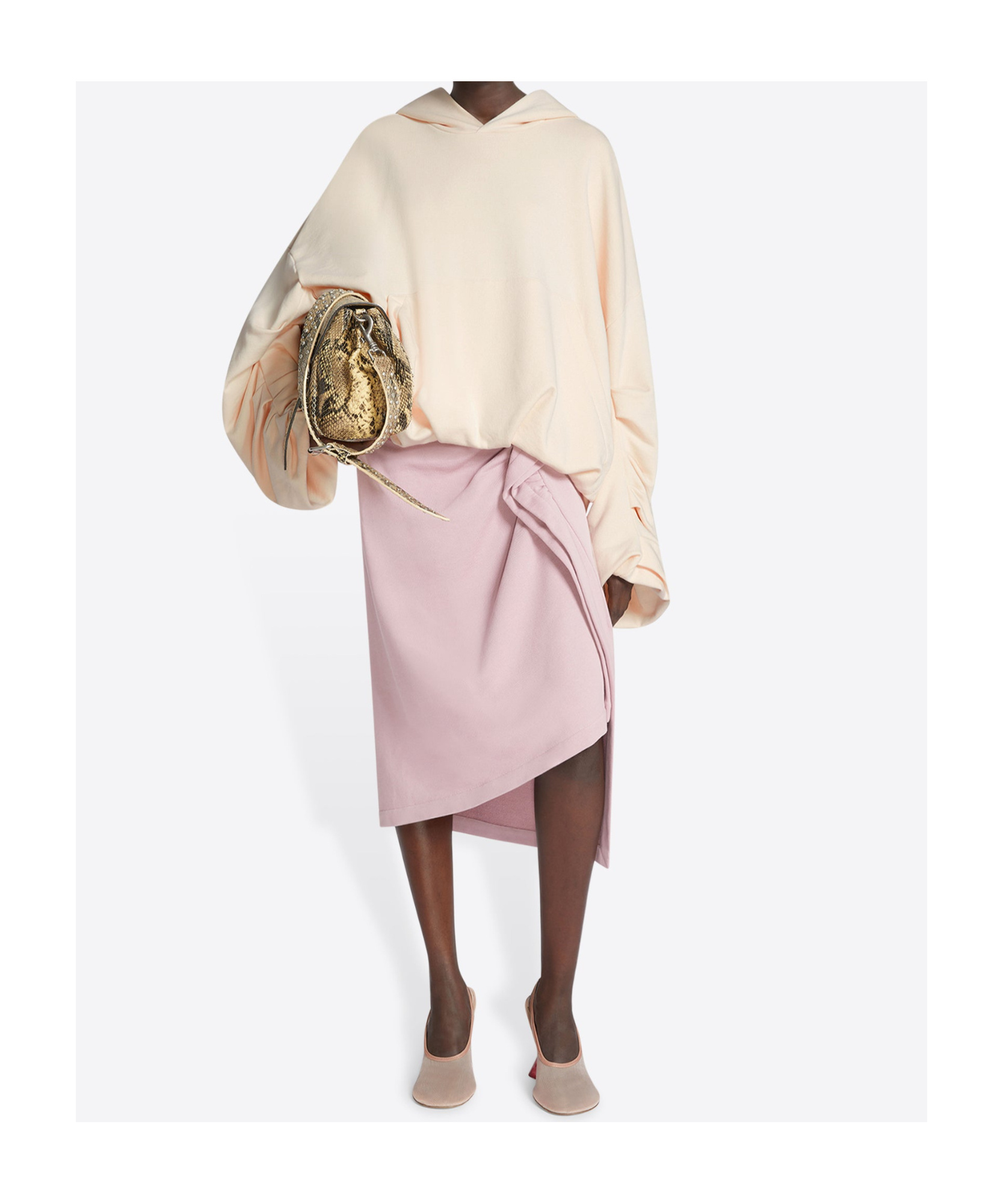 Dries Van Noten Long-sleeved Draped Hoodie In White