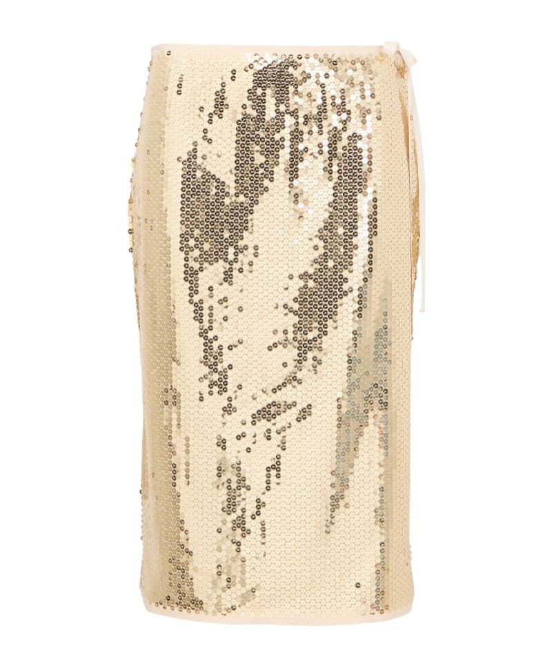Prada Sequined Embroidered Skirt In Nude