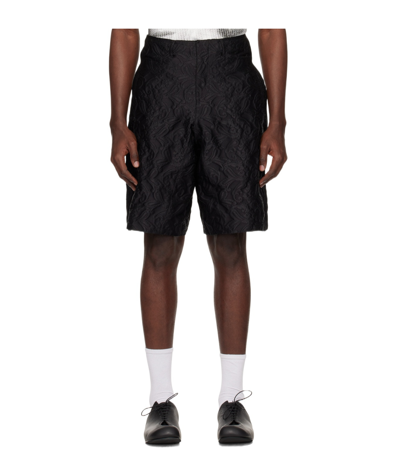 Ader Error Spliced Waist Loop Shorts In Black