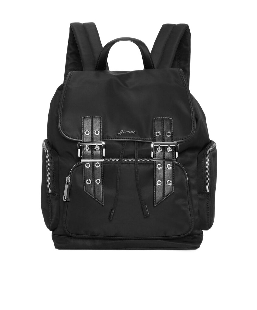 Ganni Bucky Nylon Backpack In Black