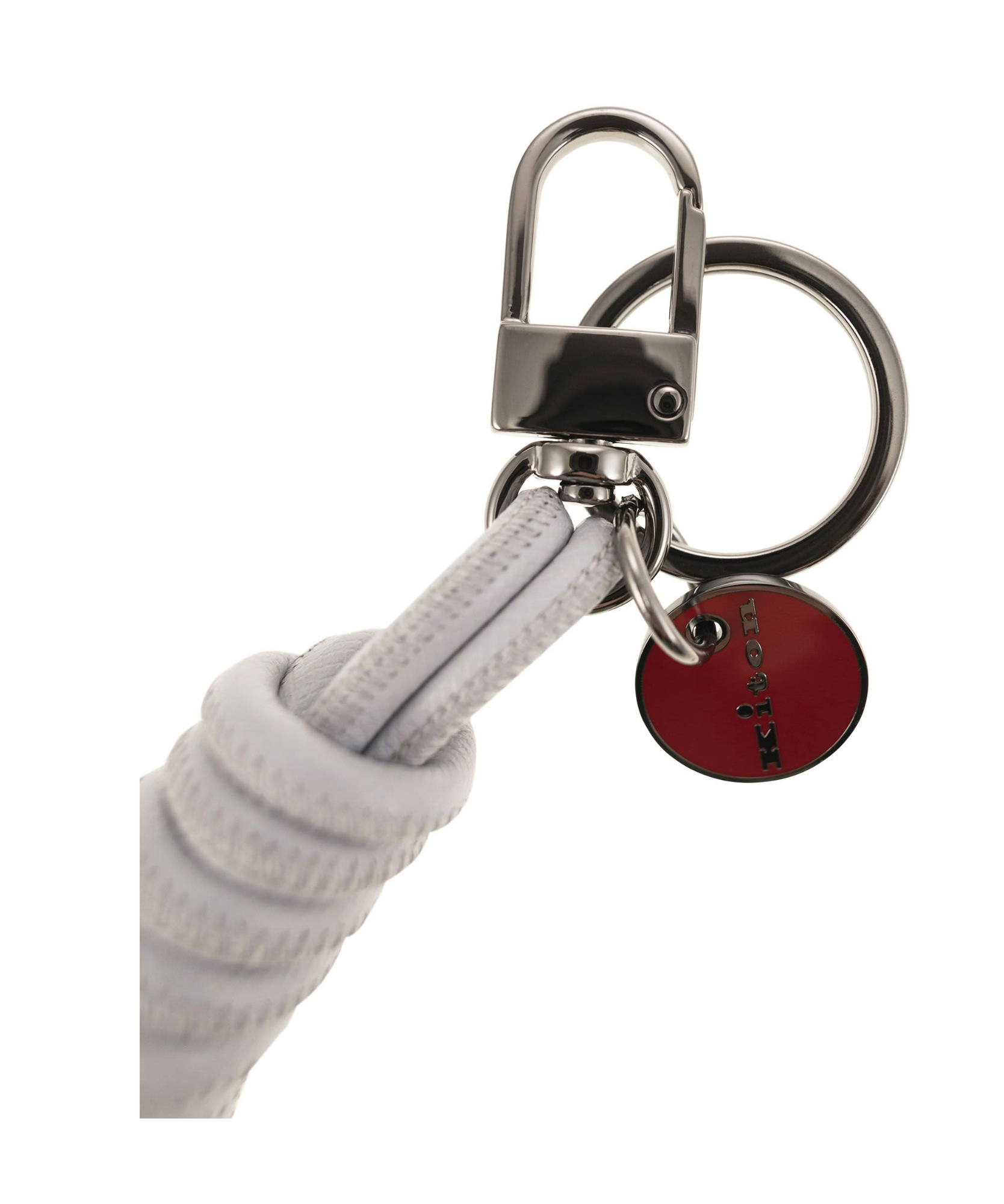 Kiton Men Leather Key Ring In Gray