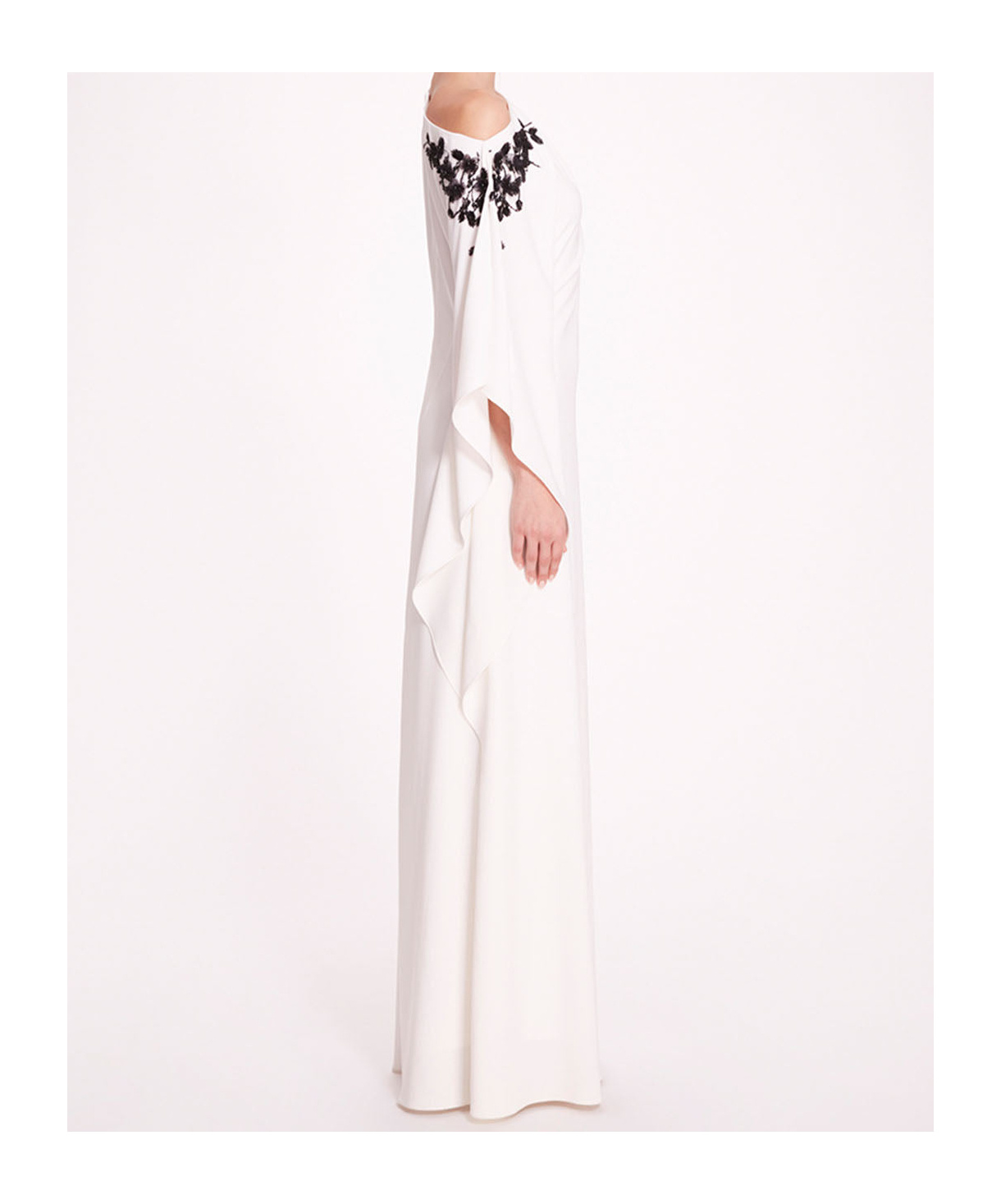 Marchesa Notte Embroidered Draped Kaftan In White
