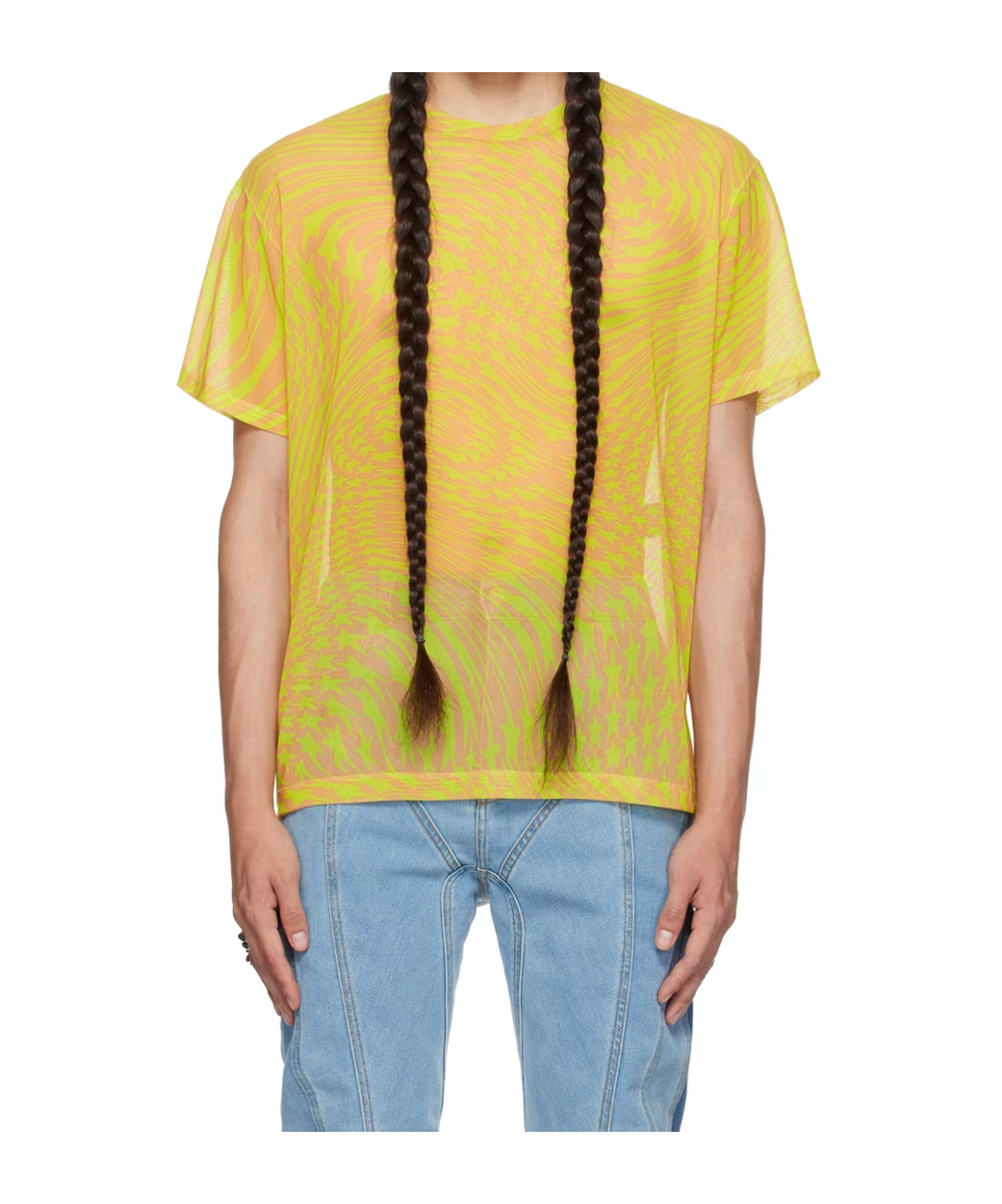 Mugler Star Printed T-shirt In Yellow