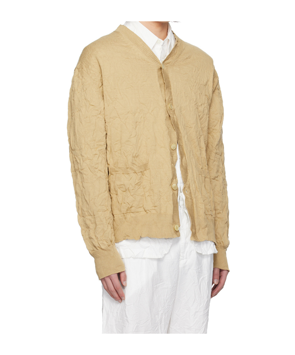 Auralee Beige Button Cardigan In Nude
