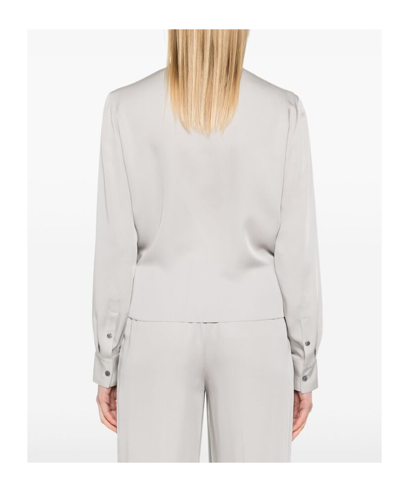 Theory Peak Lapel Wrap Blouse In Blue