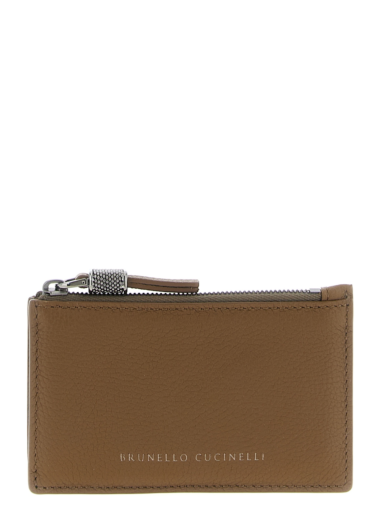 Brunello Cucinelli Zipper Card Holder In Brown