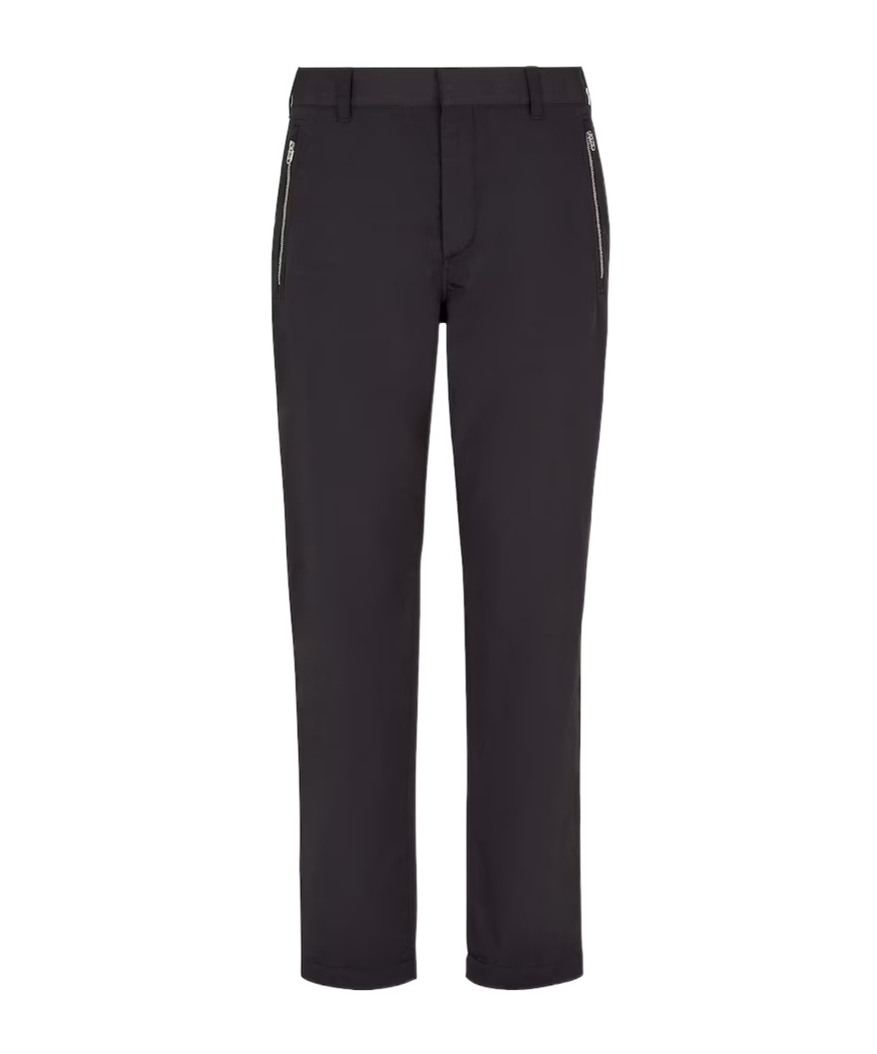 Fendi Zucca-panelled Straight-legged Trousers In Black