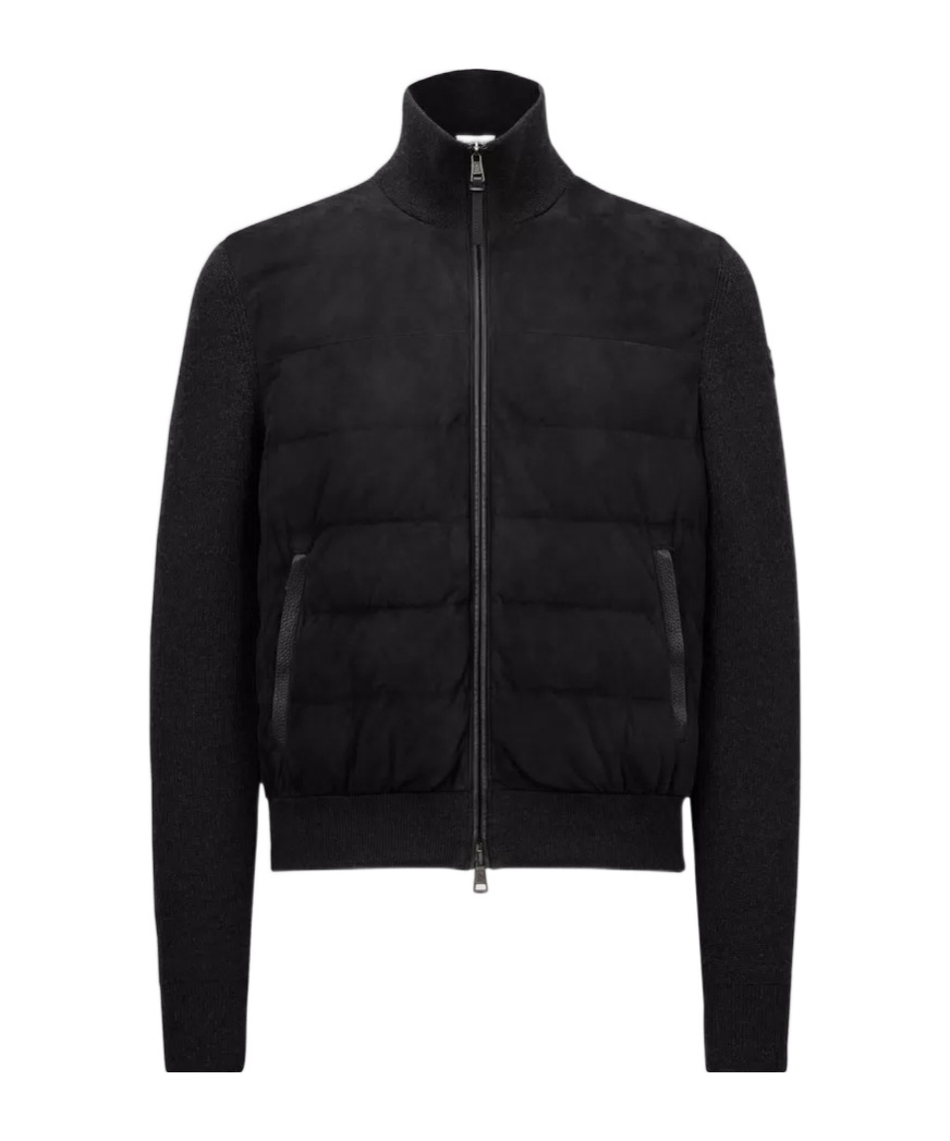 Moncler Wool Zipper Cardigan In Black