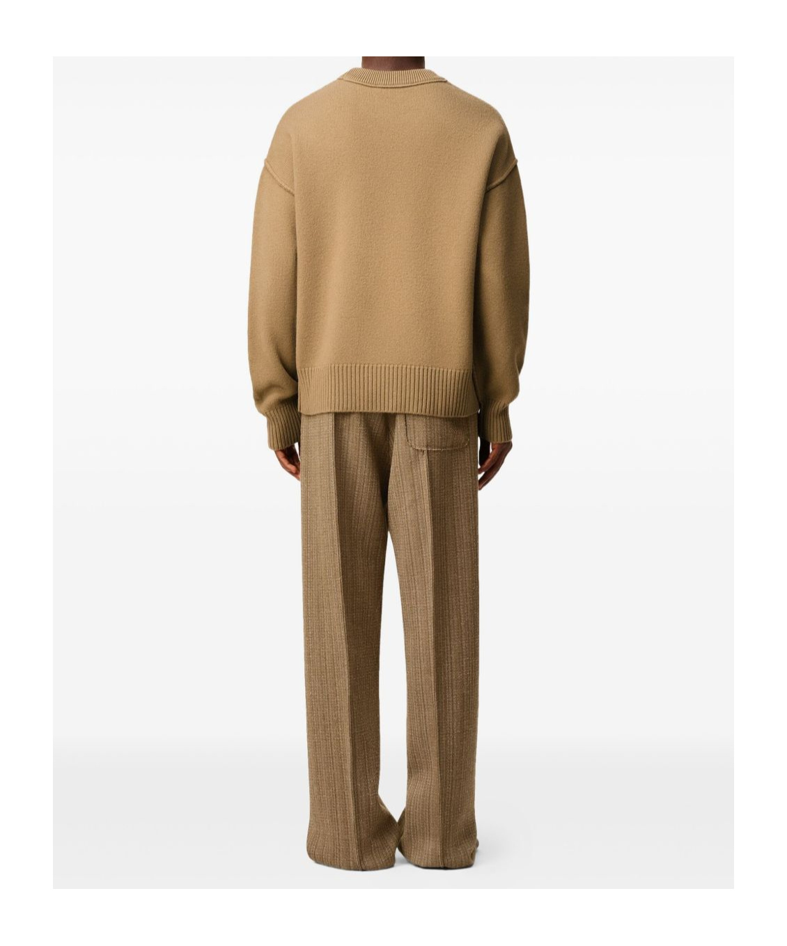 Ami Alexandre Mattiussi Ami Bronze Knit Sweater With Inside-out Seams And Heart Logo In Brown