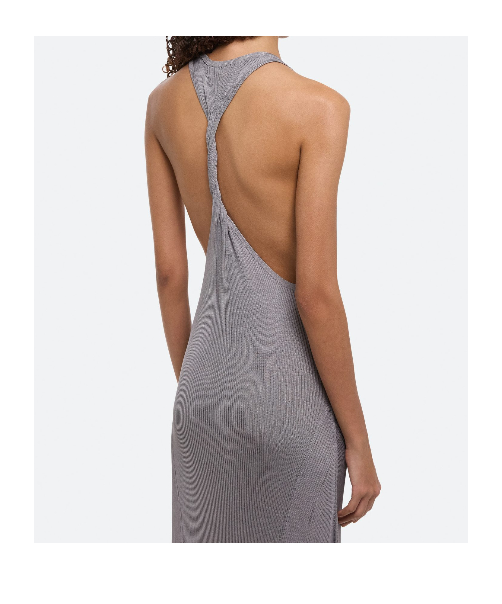 Helmut Lang Round Neck Sleeveless Dress In Gray