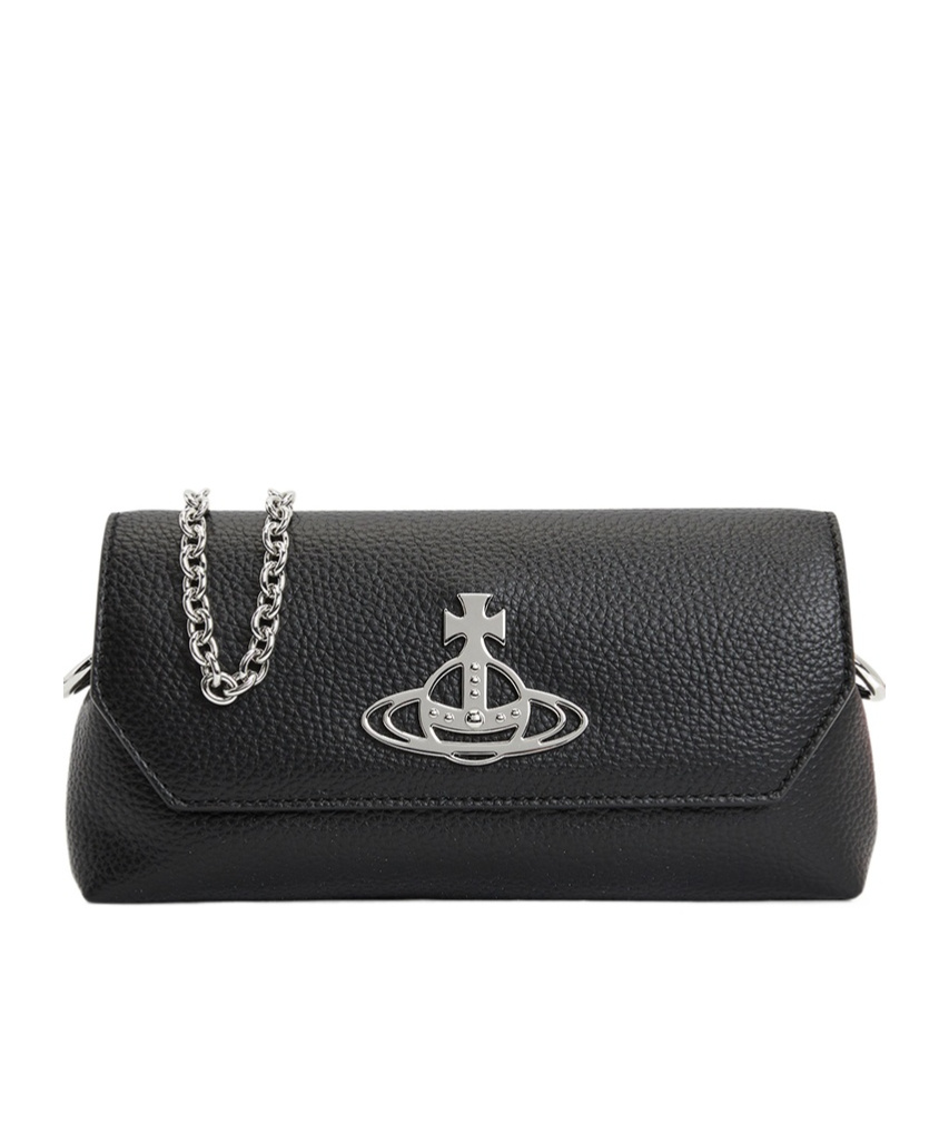 Vivienne Westwood Orb-plaque Clutch Bag In Black