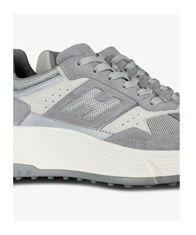 Shop Hogan Hi-fi Side Logo Patch Sneakers In Gray