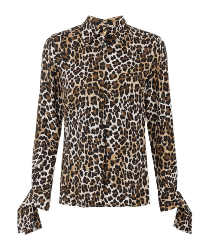 Elisabetta Franchi Leopard-print Georgette Shirt In Black
