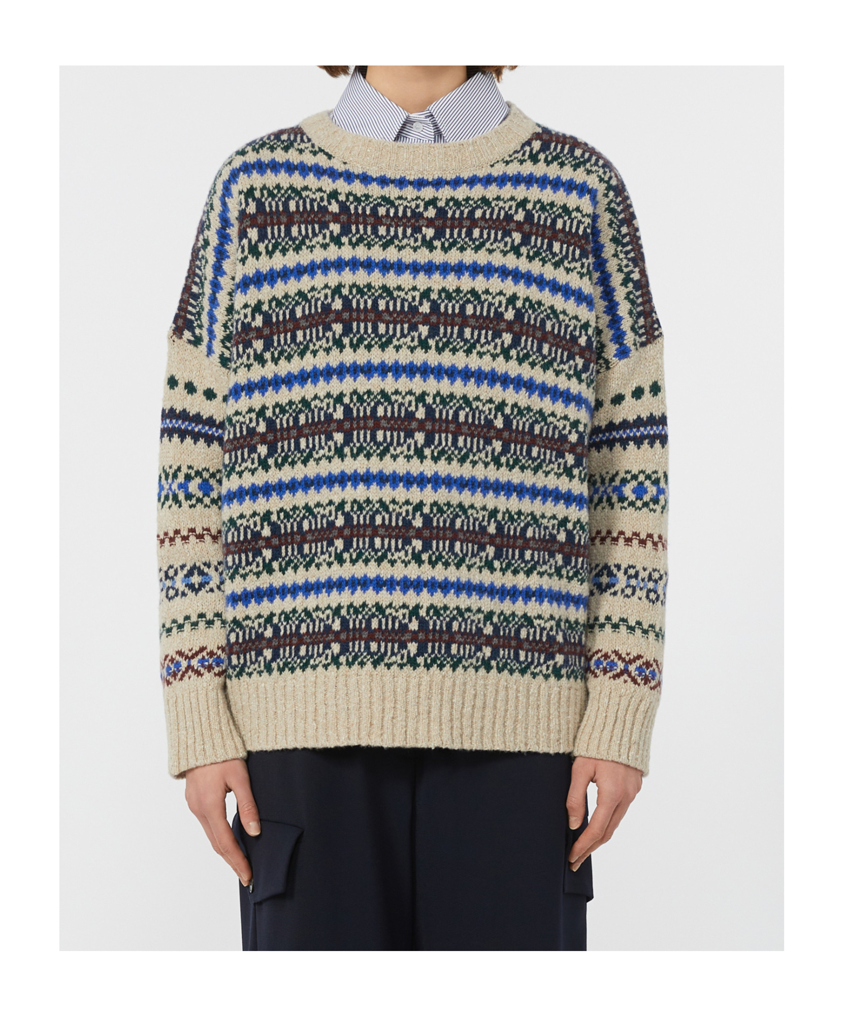 Weekend Max Mara Pull Court En Tweed De Laine In Multi