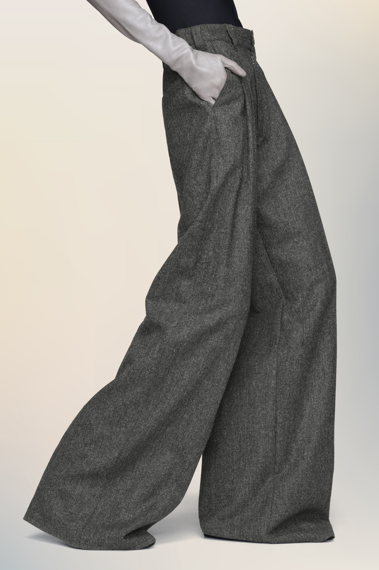 Maison Margiela Wide-leg Wool Trousers In Gray