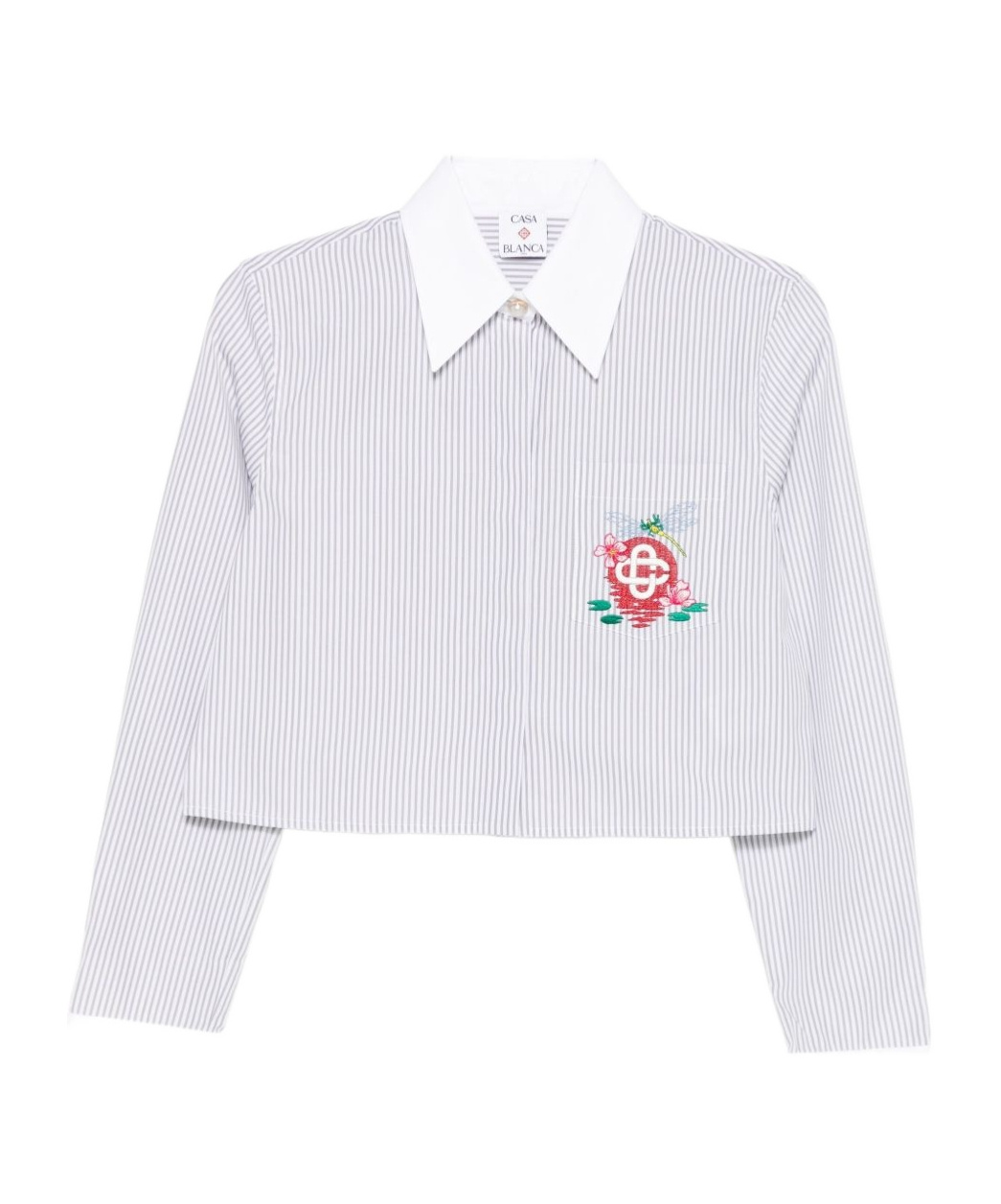 Casablanca Striped Embroidered Shirt In Gray