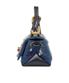 Marc Jacobs The Trinket Charm Denim Mini Dual Bag In Blue